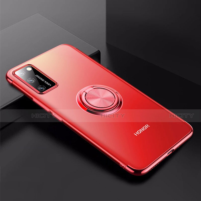 Custodia Silicone Trasparente Ultra Slim Cover Morbida con Magnetico Anello Supporto S01 per Huawei Honor V30 Pro 5G