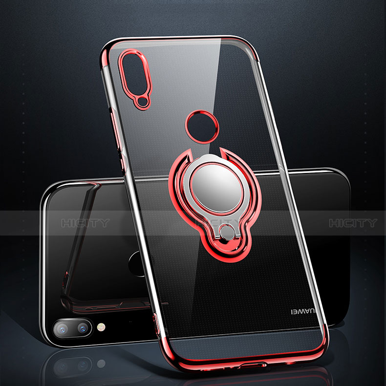 Custodia Silicone Trasparente Ultra Slim Cover Morbida con Magnetico Anello Supporto S01 per Huawei P20 Lite