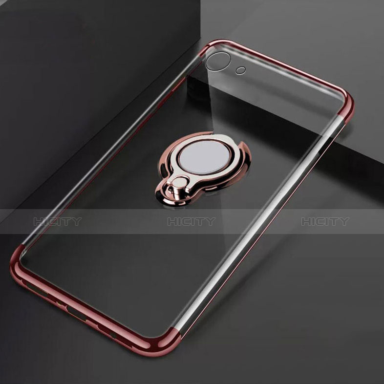 Custodia Silicone Trasparente Ultra Slim Cover Morbida con Magnetico Anello Supporto S01 per Oppo A71 Oro Rosa