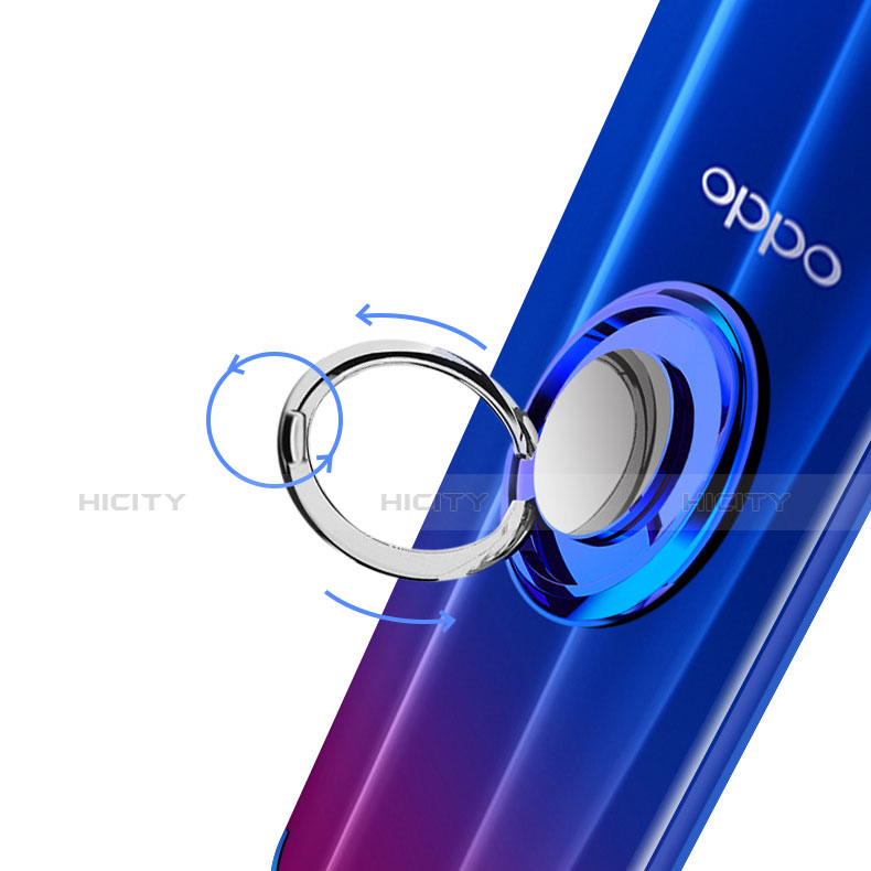 Custodia Silicone Trasparente Ultra Slim Cover Morbida con Magnetico Anello Supporto S01 per Oppo R15X