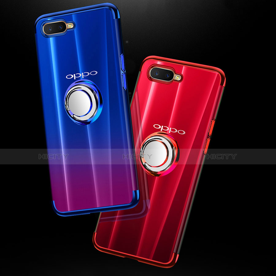 Custodia Silicone Trasparente Ultra Slim Cover Morbida con Magnetico Anello Supporto S01 per Oppo R17 Neo