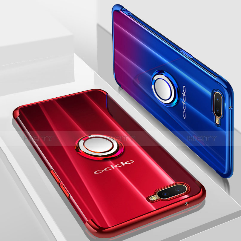 Custodia Silicone Trasparente Ultra Slim Cover Morbida con Magnetico Anello Supporto S01 per Oppo RX17 Neo