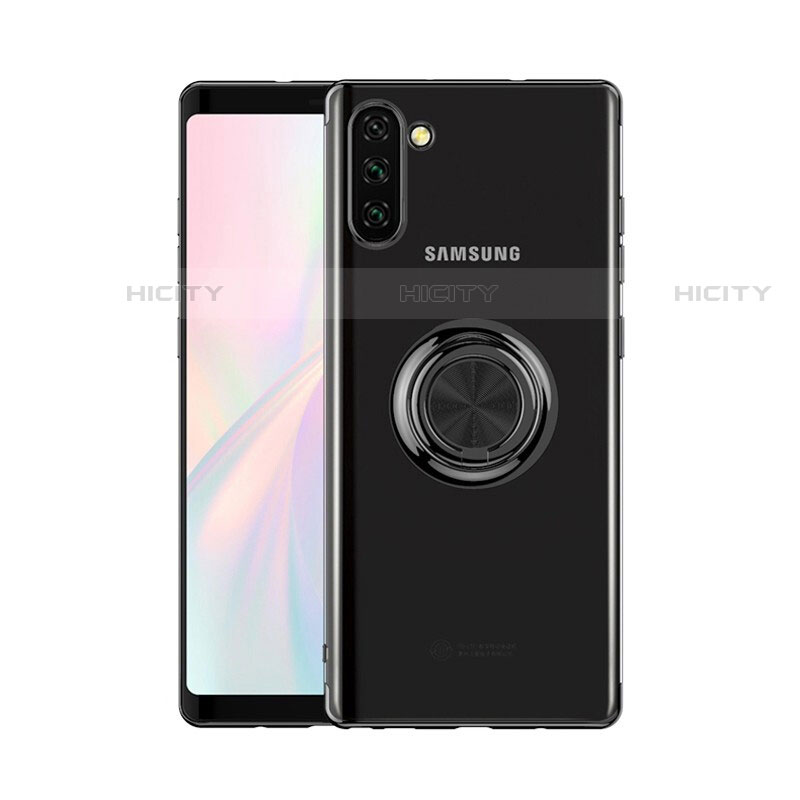 Custodia Silicone Trasparente Ultra Slim Cover Morbida con Magnetico Anello Supporto S01 per Samsung Galaxy Note 10