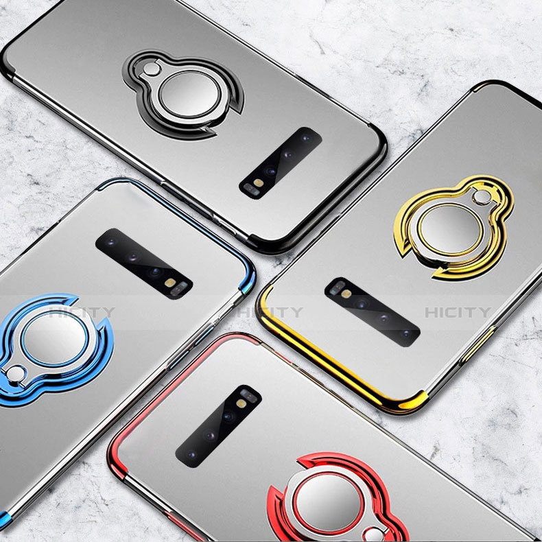 Custodia Silicone Trasparente Ultra Slim Cover Morbida con Magnetico Anello Supporto S01 per Samsung Galaxy S10 Plus