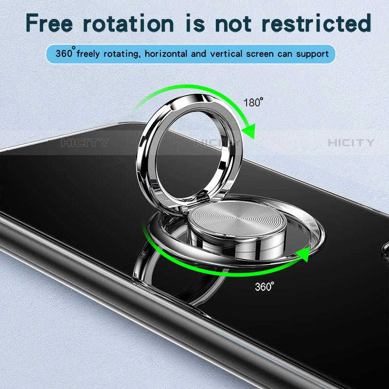 Custodia Silicone Trasparente Ultra Slim Cover Morbida con Magnetico Anello Supporto S01 per Samsung Galaxy S23 5G