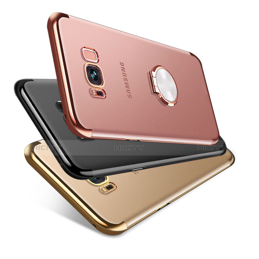 Custodia Silicone Trasparente Ultra Slim Cover Morbida con Magnetico Anello Supporto S01 per Samsung Galaxy S8