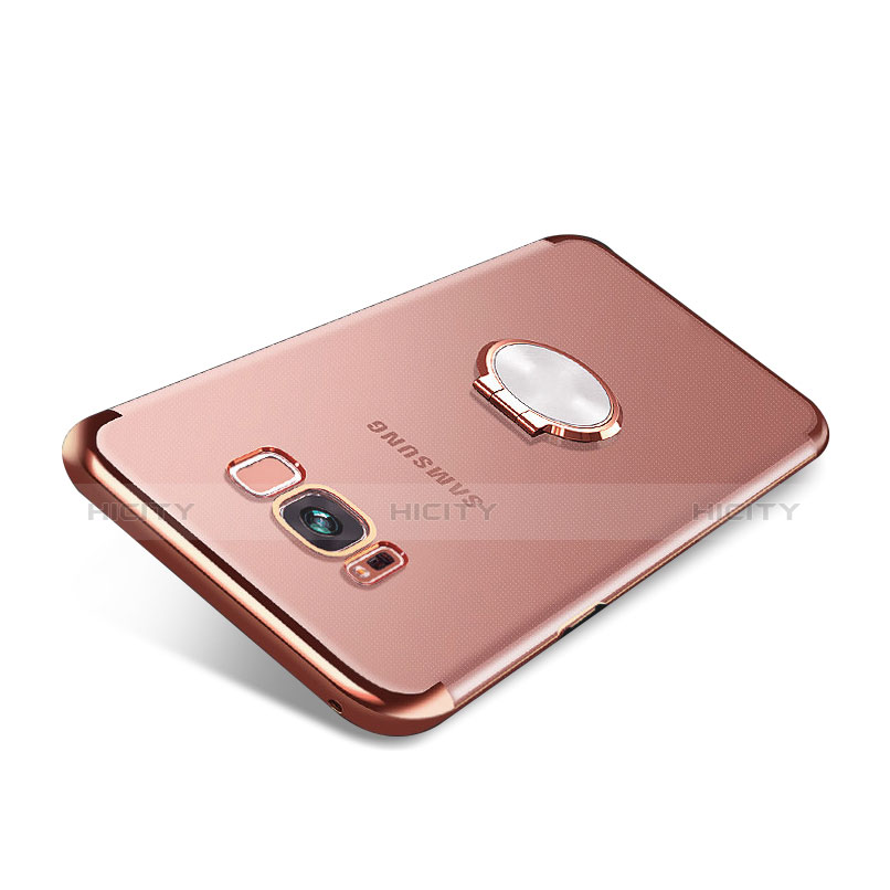 Custodia Silicone Trasparente Ultra Slim Cover Morbida con Magnetico Anello Supporto S01 per Samsung Galaxy S8 Oro Rosa