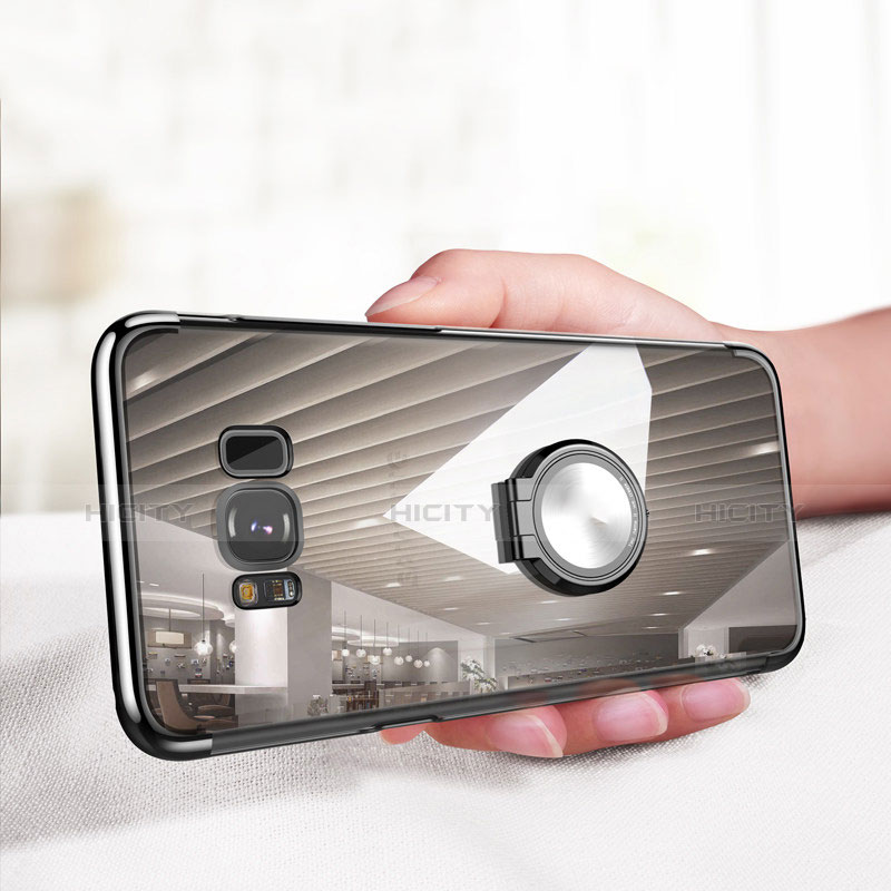 Custodia Silicone Trasparente Ultra Slim Cover Morbida con Magnetico Anello Supporto S01 per Samsung Galaxy S8 Plus