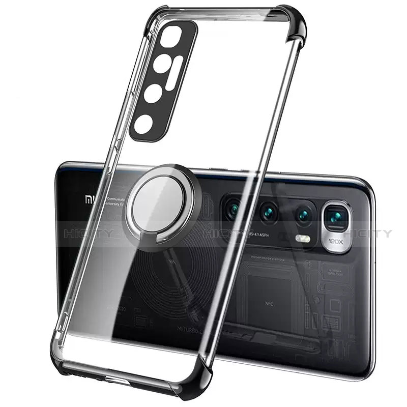 Custodia Silicone Trasparente Ultra Slim Cover Morbida con Magnetico Anello Supporto S01 per Xiaomi Mi 10 Ultra