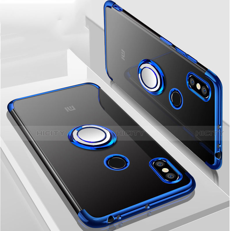 Custodia Silicone Trasparente Ultra Slim Cover Morbida con Magnetico Anello Supporto S01 per Xiaomi Mi Max 3