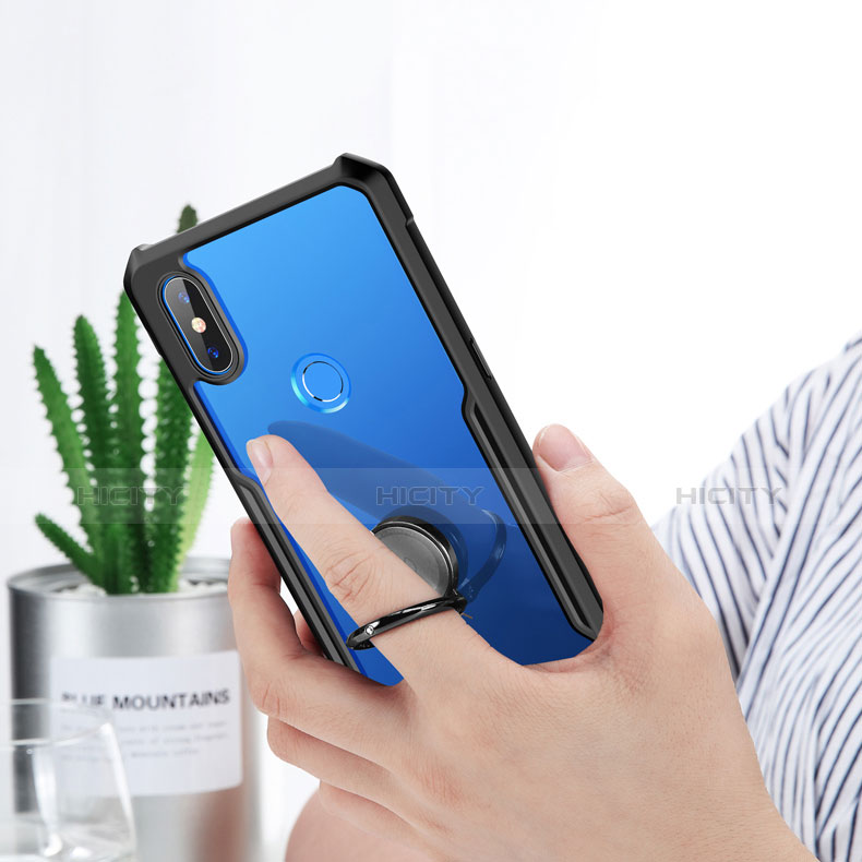 Custodia Silicone Trasparente Ultra Slim Cover Morbida con Magnetico Anello Supporto S01 per Xiaomi Mi Mix 3