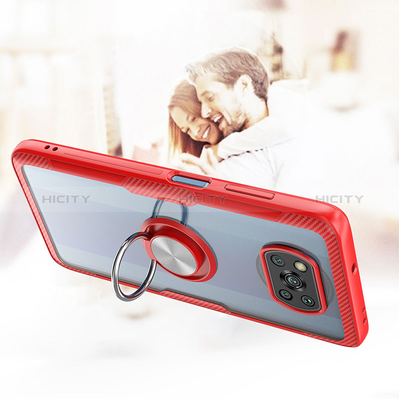 Custodia Silicone Trasparente Ultra Slim Cover Morbida con Magnetico Anello Supporto ZL1 per Xiaomi Poco X3 Pro