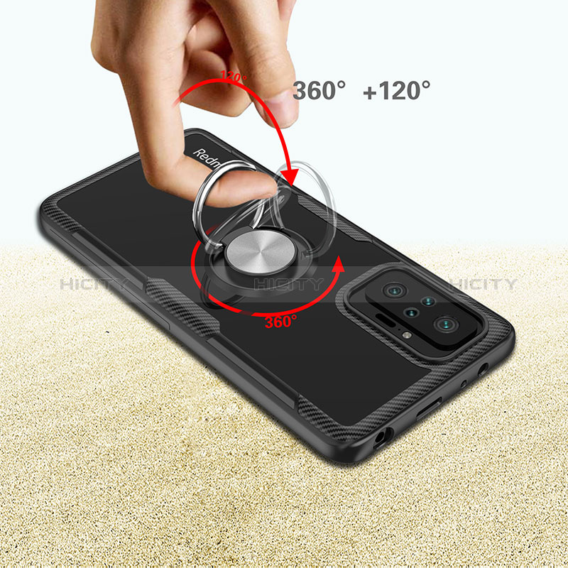 Custodia Silicone Trasparente Ultra Slim Cover Morbida con Magnetico Anello Supporto ZL1 per Xiaomi Redmi Note 10 Pro Max