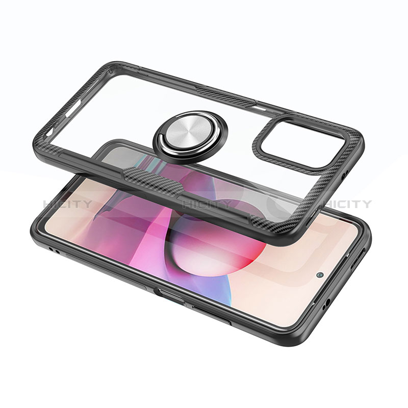 Custodia Silicone Trasparente Ultra Slim Cover Morbida con Magnetico Anello Supporto ZL1 per Xiaomi Redmi Note 10S 4G
