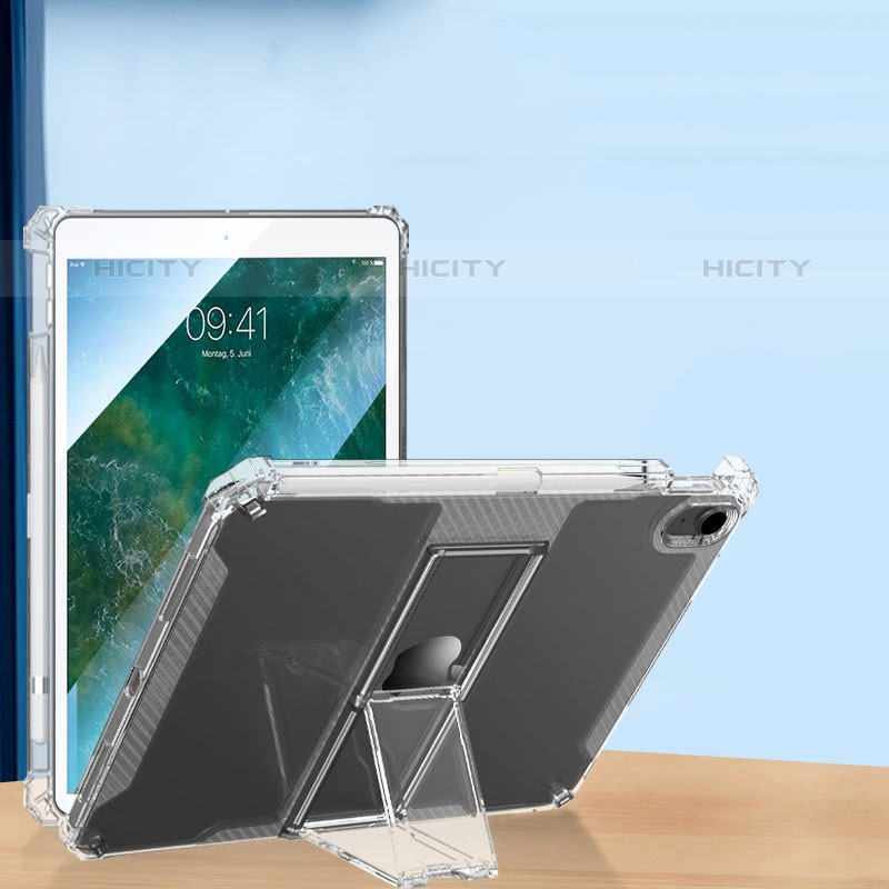 Custodia Silicone Trasparente Ultra Slim Cover Morbida con Supporto S01 per Apple iPad Air 3 Chiaro