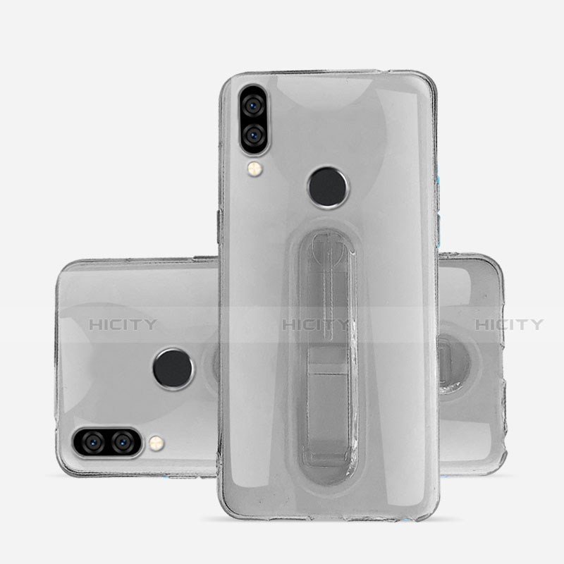 Custodia Silicone Trasparente Ultra Slim Cover Morbida con Supporto S01 per Huawei Nova 3e Grigio