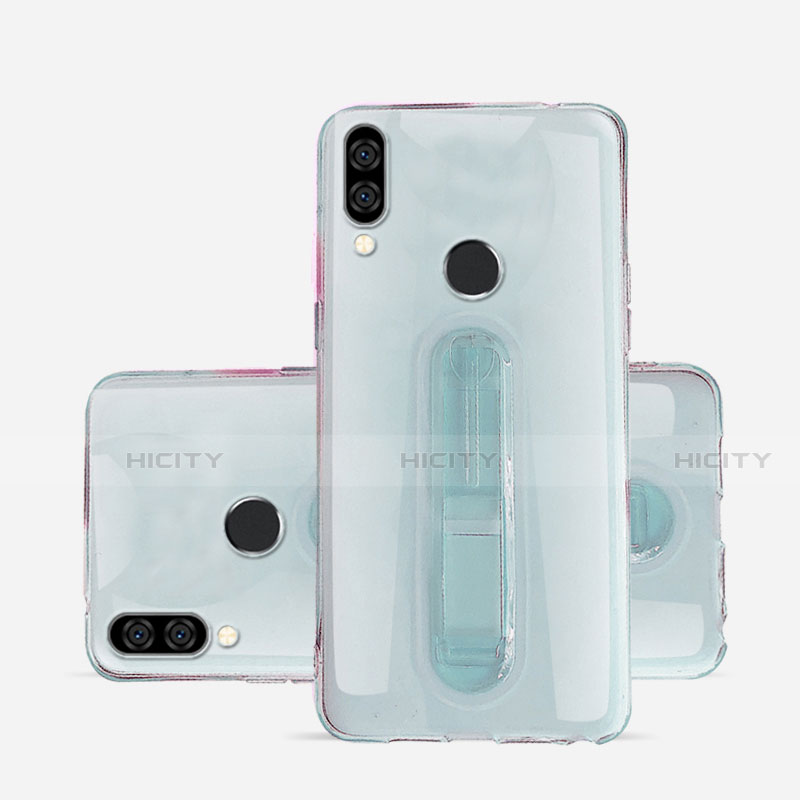 Custodia Silicone Trasparente Ultra Slim Cover Morbida con Supporto S01 per Huawei Nova 3e Rosa