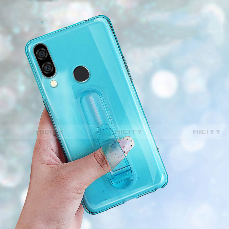 Custodia Silicone Trasparente Ultra Slim Cover Morbida con Supporto S01 per Huawei P20 Lite