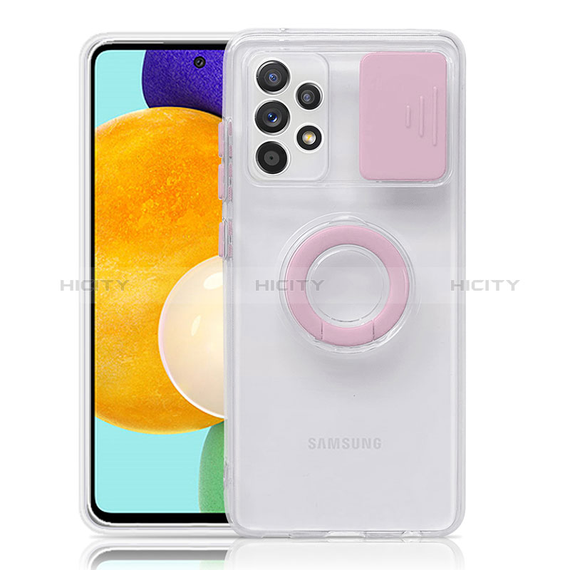 Custodia Silicone Trasparente Ultra Slim Cover Morbida con Supporto S01 per Samsung Galaxy A52s 5G Rosa