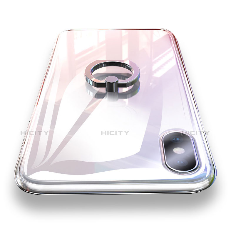 Custodia Silicone Trasparente Ultra Slim Morbida con Anello Supporto per Apple iPhone X Chiaro