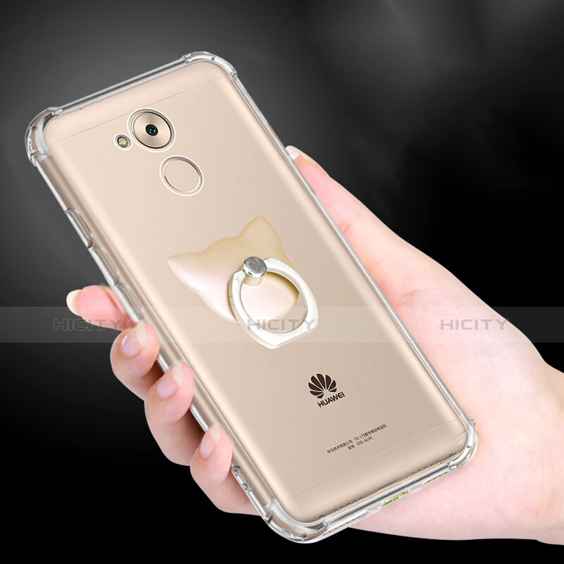 Custodia Silicone Trasparente Ultra Slim Morbida con Anello Supporto per Huawei Honor 6C Chiaro