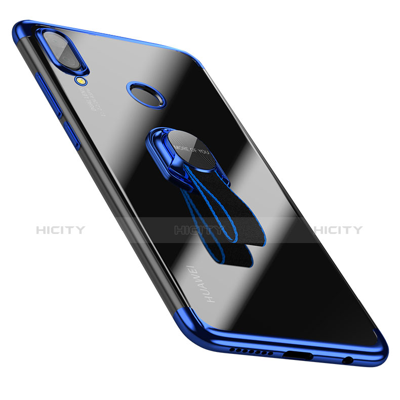 Custodia Silicone Trasparente Ultra Slim Morbida con Anello Supporto per Huawei Nova 3e Blu