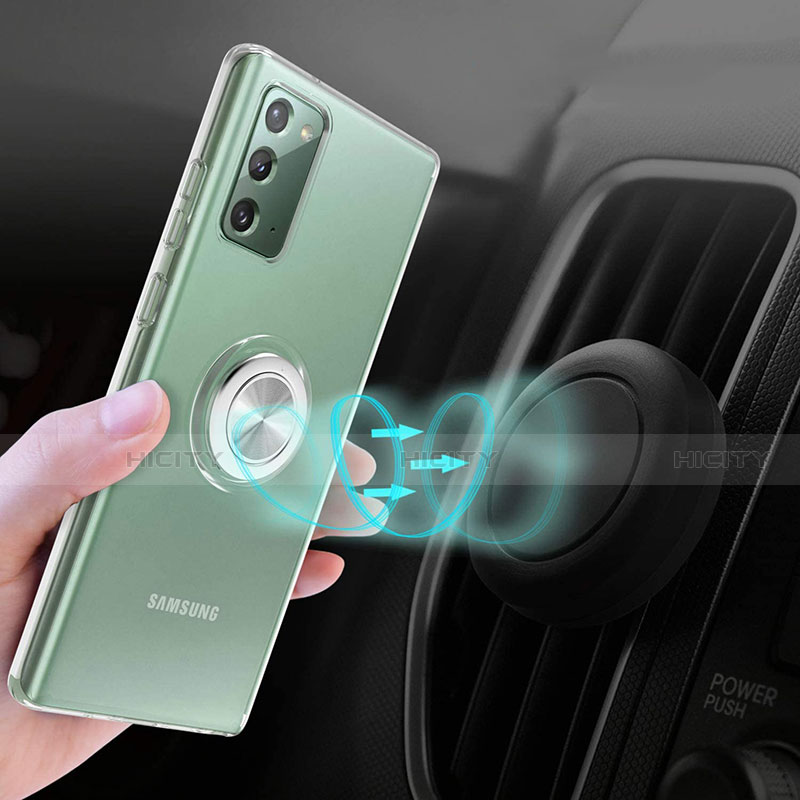 Custodia Silicone Trasparente Ultra Slim Morbida con Anello Supporto per Samsung Galaxy Note 20 5G Chiaro