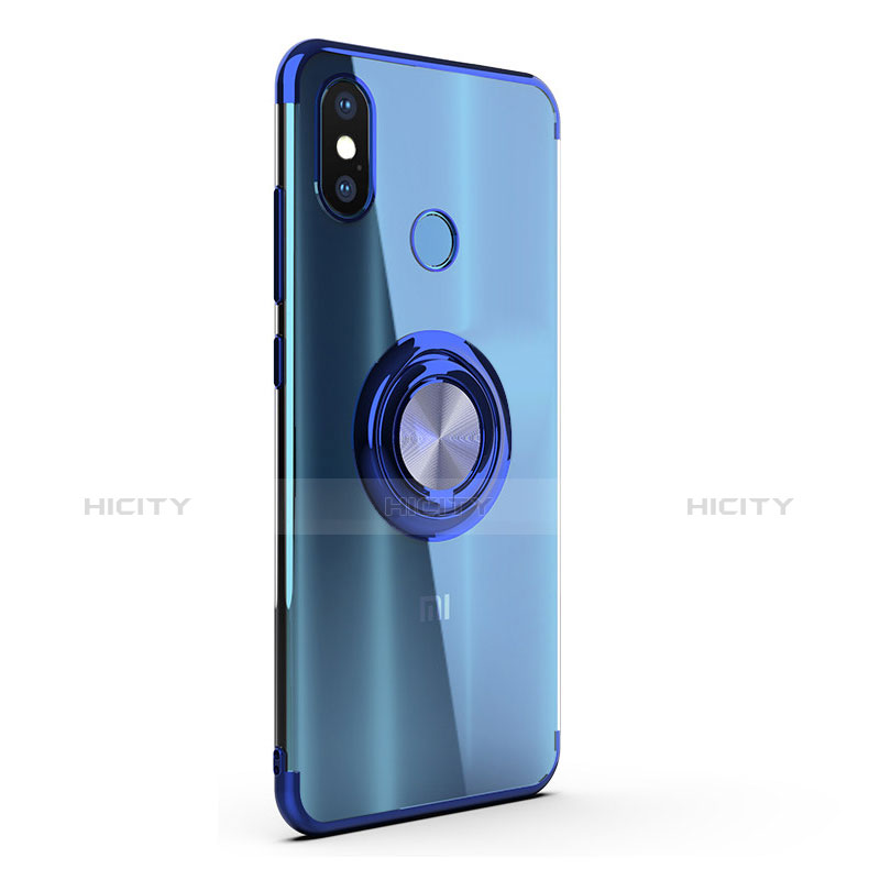 Custodia Silicone Trasparente Ultra Slim Morbida con Anello Supporto per Xiaomi Mi 8 Blu