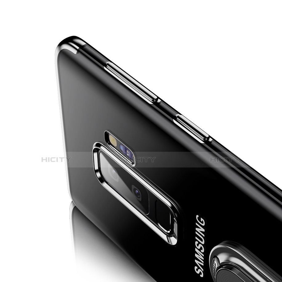 Custodia Silicone Trasparente Ultra Slim Morbida con Anello Supporto T01 per Samsung Galaxy S9 Plus Chiaro