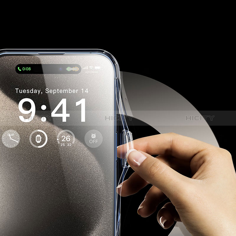 Custodia Silicone Trasparente Ultra Slim Morbida con Mag-Safe Magnetic e Pellicola Protettiva per Apple iPhone 15 Pro Max Chiaro
