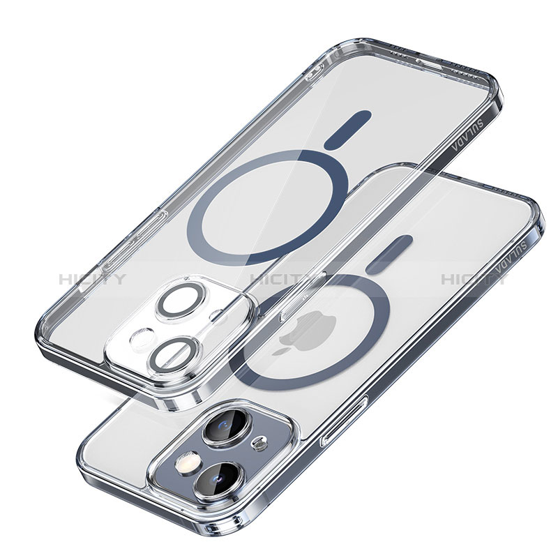 Custodia Silicone Trasparente Ultra Slim Morbida con Mag-Safe Magnetic LD1 per Apple iPhone 13 Blu