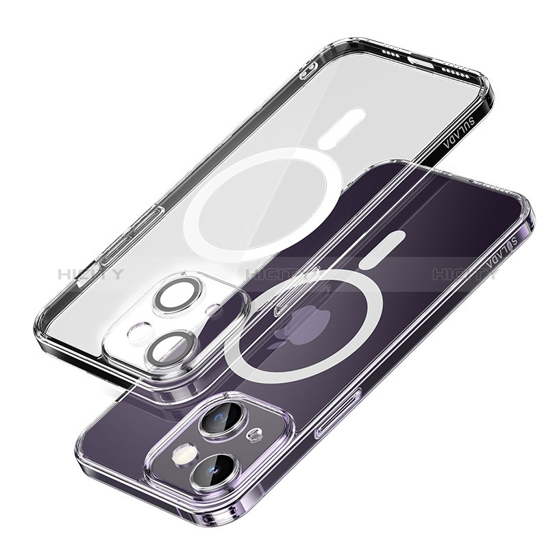 Custodia Silicone Trasparente Ultra Slim Morbida con Mag-Safe Magnetic LD1 per Apple iPhone 14 Chiaro