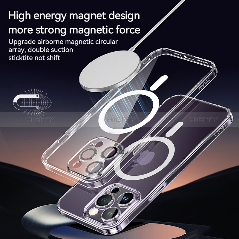 Custodia Silicone Trasparente Ultra Slim Morbida con Mag-Safe Magnetic LD1 per Apple iPhone 14 Pro