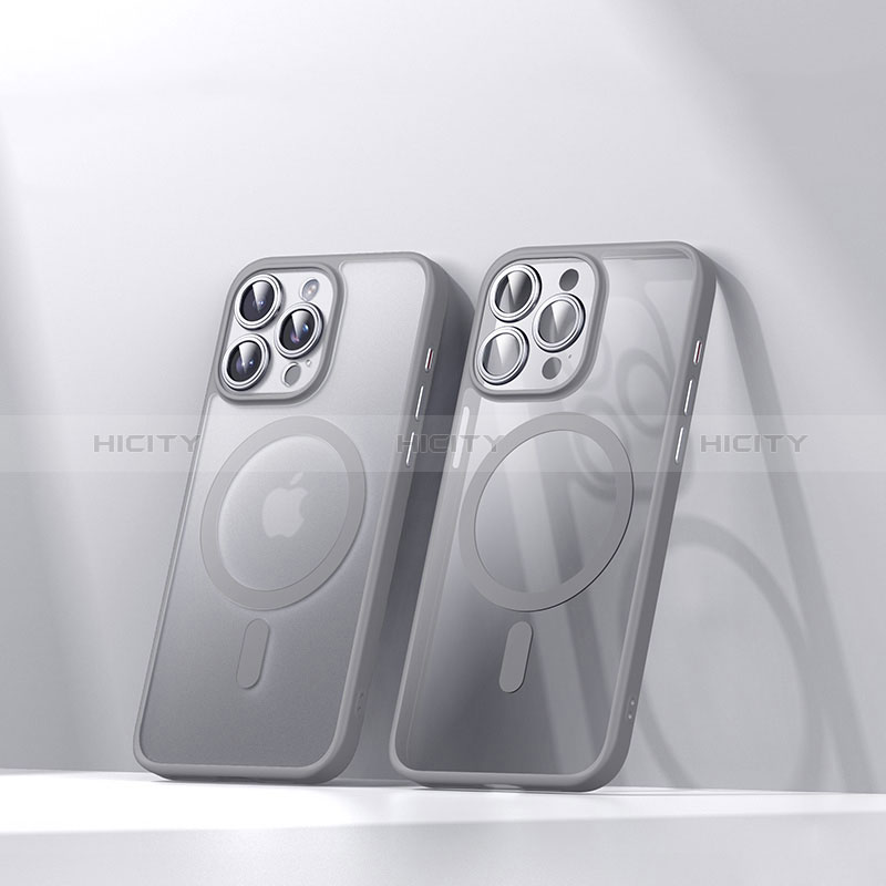 Custodia Silicone Trasparente Ultra Slim Morbida con Mag-Safe Magnetic LD4 per Apple iPhone 14 Pro Grigio