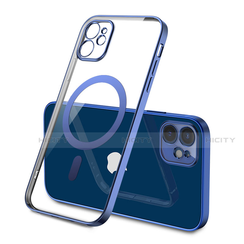 Custodia Silicone Trasparente Ultra Slim Morbida con Mag-Safe Magnetic M01 per Apple iPhone 12 Mini Blu