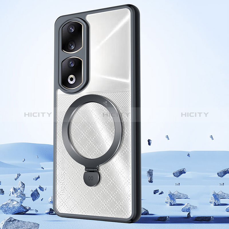 Custodia Silicone Trasparente Ultra Slim Morbida con Mag-Safe Magnetic P01 per Huawei Honor 90 Pro 5G Nero