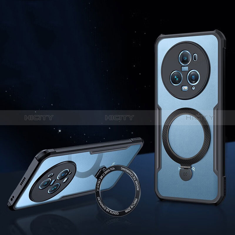 Custodia Silicone Trasparente Ultra Slim Morbida con Mag-Safe Magnetic P01 per Huawei Honor Magic5 Pro 5G Nero