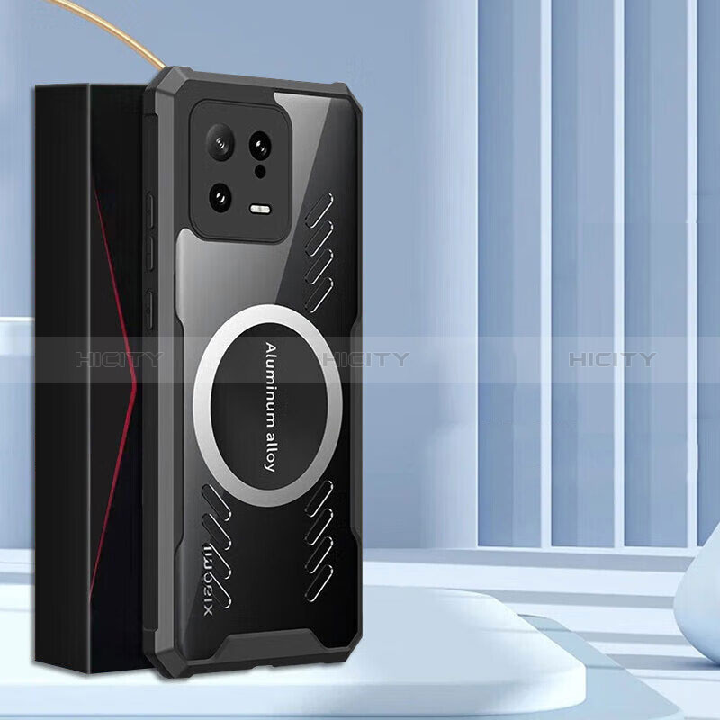 Custodia Silicone Trasparente Ultra Slim Morbida con Mag-Safe Magnetic P01 per Xiaomi Mi 13 5G Nero