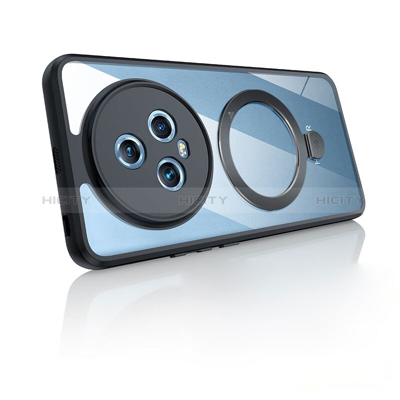 Custodia Silicone Trasparente Ultra Slim Morbida con Mag-Safe Magnetic P02 per Huawei Honor Magic5 5G Nero