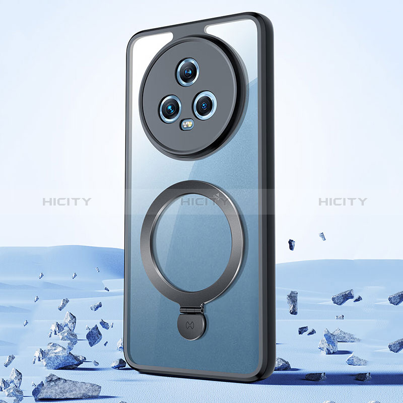 Custodia Silicone Trasparente Ultra Slim Morbida con Mag-Safe Magnetic P02 per Huawei Honor Magic5 5G Nero