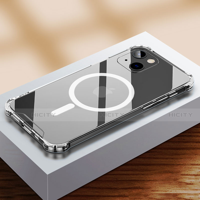 Custodia Silicone Trasparente Ultra Slim Morbida con Mag-Safe Magnetic per Apple iPhone 13 Chiaro