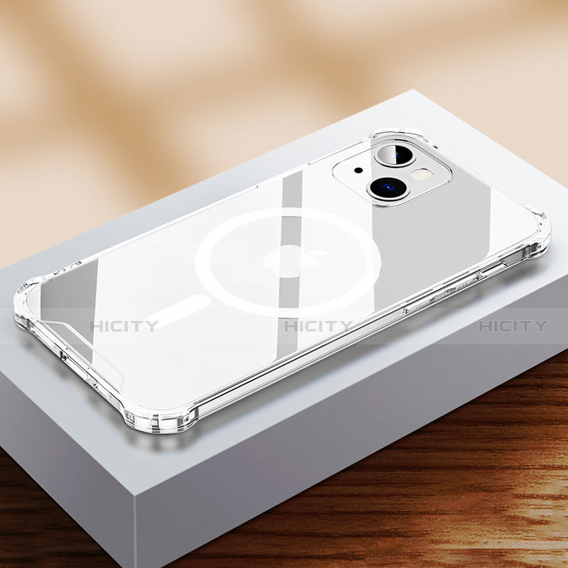 Custodia Silicone Trasparente Ultra Slim Morbida con Mag-Safe Magnetic per Apple iPhone 13 Mini Chiaro