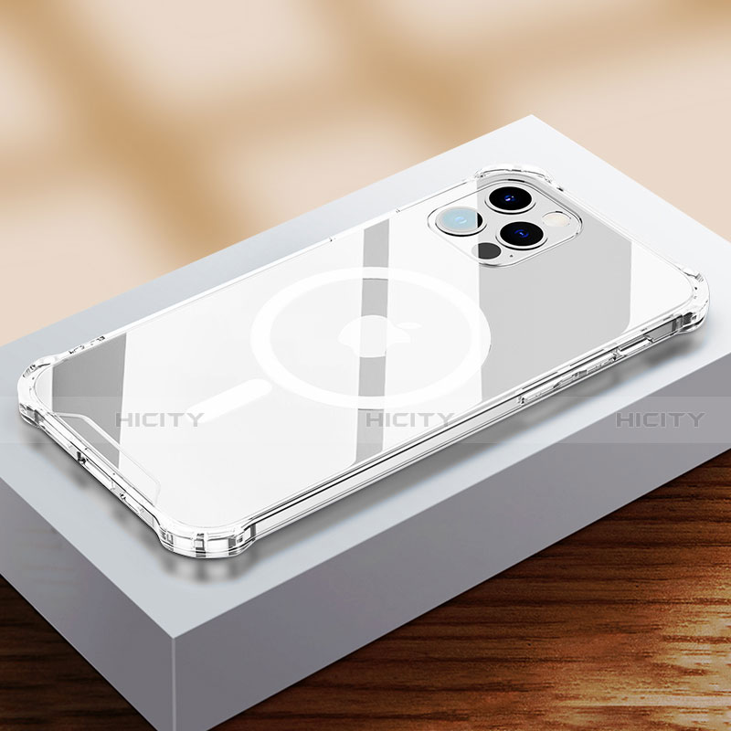 Custodia Silicone Trasparente Ultra Slim Morbida con Mag-Safe Magnetic per Apple iPhone 13 Pro Max Chiaro