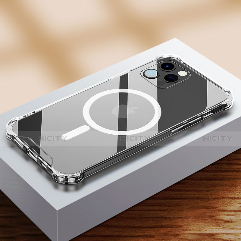 Custodia Silicone Trasparente Ultra Slim Morbida con Mag-Safe Magnetic per Apple iPhone 14 Pro Max Chiaro