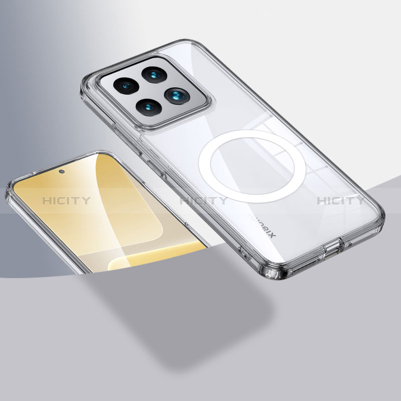 Custodia Silicone Trasparente Ultra Slim Morbida con Mag-Safe Magnetic QK1 per Xiaomi Mi 14 5G Chiaro