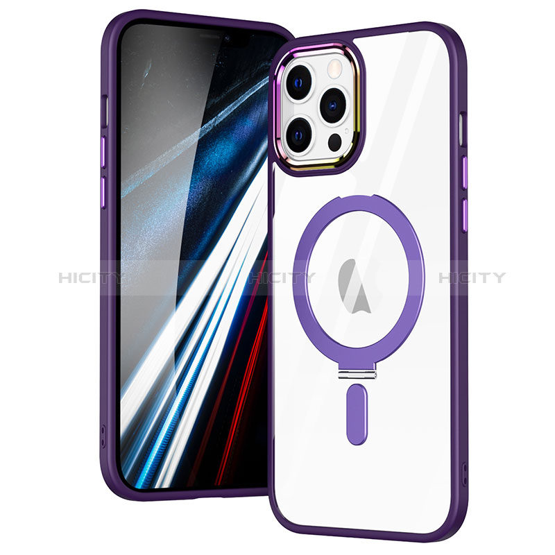 Custodia Silicone Trasparente Ultra Slim Morbida con Mag-Safe Magnetic SD1 per Apple iPhone 12 Pro Viola