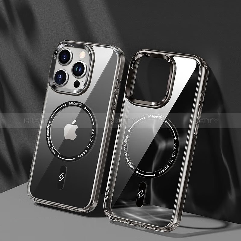 Custodia Silicone Trasparente Ultra Slim Morbida con Mag-Safe Magnetic TB1 per Apple iPhone 13 Pro Max Grigio