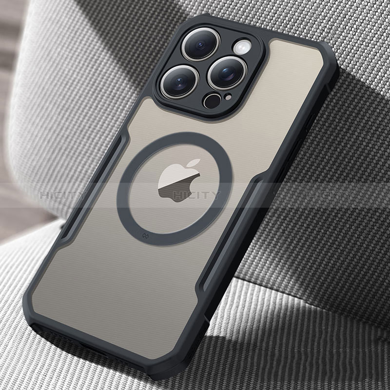 Custodia Silicone Trasparente Ultra Slim Morbida con Mag-Safe Magnetic X02D per Apple iPhone 14 Pro Max Nero