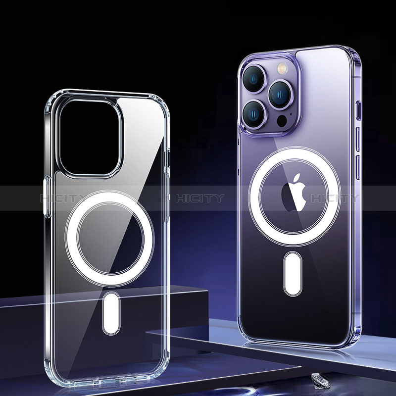 Custodia Silicone Trasparente Ultra Slim Morbida con Mag-Safe Magnetic XD3 per Apple iPhone 14 Pro Chiaro