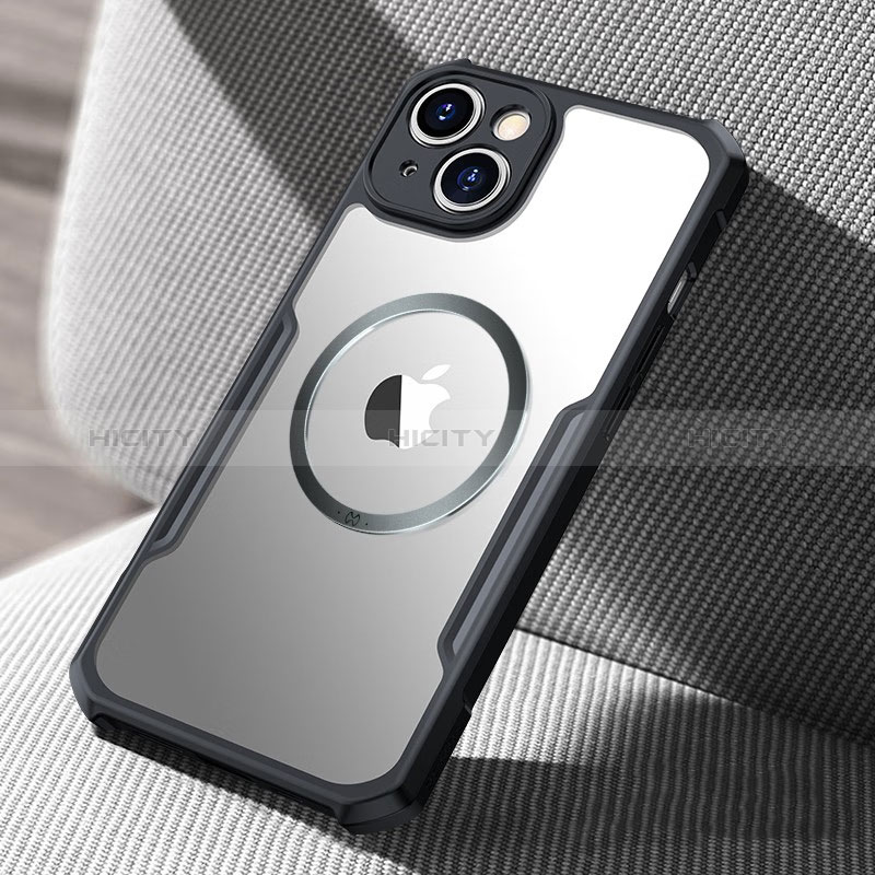 Custodia Silicone Trasparente Ultra Slim Morbida con Mag-Safe Magnetic XD3 per Apple iPhone 15 Plus Nero